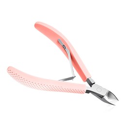 Criyar 1PC Fine Edge Cuticle Trimmer & Nippers, Silicone Handle Stainless Steel Nail Tools for Precise Removal, Durable Washable Cuticle Cutter, Pink Color