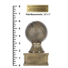 Basketball Action Pedestal Trophy, Gold - Hoops Award - 6 Inch Tall - Customize Now
