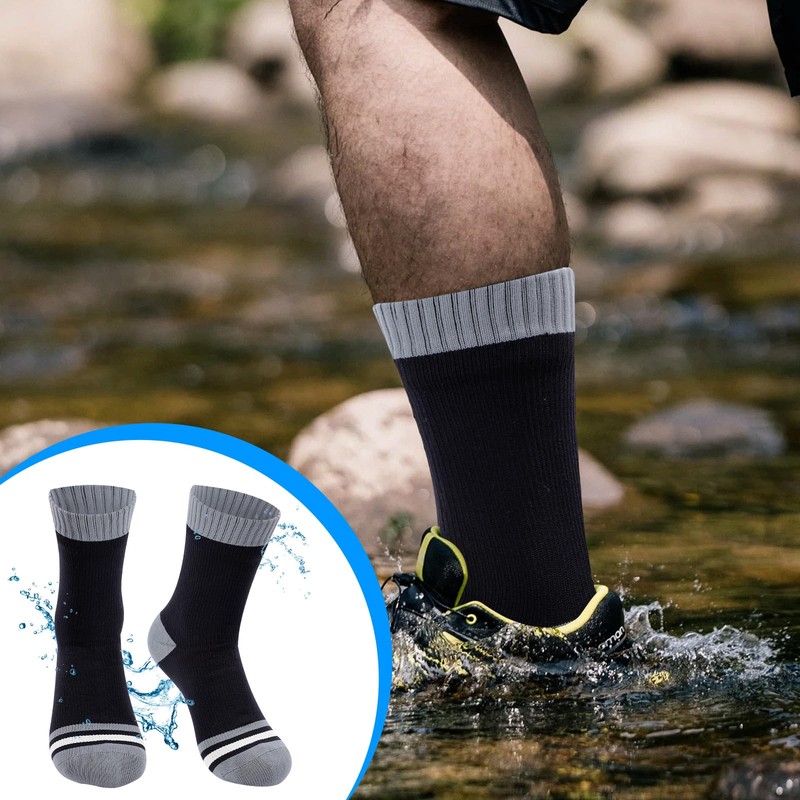 BBXWANG Unisex Waterproof Socks, Dark Grey-Black
