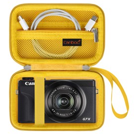 Canboc Carrying Case for Canon PowerShot G7 X Mark II/ G7 X Mark III / G5 X Mark II / G7X Digital Camera, Point and Shoot Vlogging Camera Bag, Zipper Mesh Pocket fits USB Cable, Batteries, Yellow
