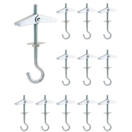 QWORK Pack of 12 Spring Folding Dowels, M5 x 90 mm, Hook Dowels Ceiling Made of Carbon Steel, for Hanging Plants, Folding Dowels for Plasterboard Ceilings