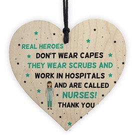 RED OCEAN Special Thank You Gift For A Nurse Wood Heart NHS Hospital Present Keepsake