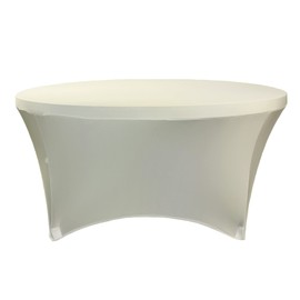 YOUR CHAIR COVERS - Stretch Spandex 5 ft Round Table Cover Ivory, Stretch Tablecloth