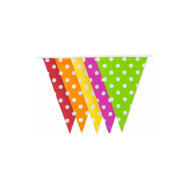 Multicoloured Polka Dot Bunting 10m with 20 Pennants