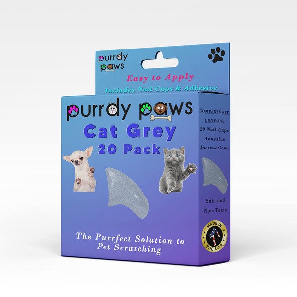 Purrdy Paws Soft Nail Caps for Cat Claws Grey