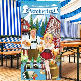 CLDURHGE Oktoberfest Photo Prop Banner, Decorative Oktoberfest Photo Prop Banner Oktoberfest Decoration Bavarian Photo Wall Oktoberfest Background Decoration (180 x 90 cm)