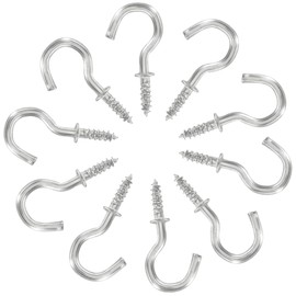 Bonsicoky 120 Pcs 5/8 Inch Screw Hooks, Nickel Plated Metal Ceiling Wall Cup Hook for Hanging, Silver