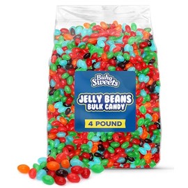 Classic Fruit Flavored Jelly Beans Bulk Candy - 4 Pound Bag, Assorted Fruity Jellybean Mix for Candy Buffets, Party Treats, Office Snacks