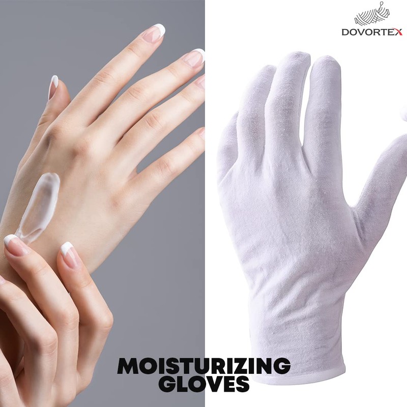 DOVORTEX 4 Pcs White Cotton Gloves, Protective Gloves for Dry