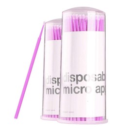 Amber Lash, Disposable Micro Brushes Applicators for Eyelashes Extensions Lint-free 2mm x 200 count (Pink)