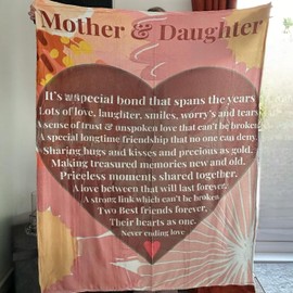 eBoutik - Super Soft Flannel Mother & Daughter Throw Poem Blanket Gift For Mum - Fluffy Novelty Large Cover For Birthday, Christmas Wedding - Stocking Filler for Xmas
