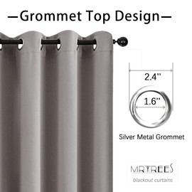 MRTREES Kitchen Tier Curtains Blackout, Short Cafe Curtains Room Darkening, Triple Weave Small Bathroom Window Curtain Tiers Grommet Top Half Window Treatment(2 Panels, 34x30 Inches, Purple Grey)