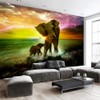 Animal Theme Tapestry Safari Art, Africa Elephant and Baby Playing