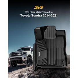 3W Floor Mats Fit Toyota Tundra 2014-2021 (Only for CrewMax Cab) TPE All Weather Custom Fit Floor Liner for Toyota Tundra 1st and 2nd Row Full Set Car Mats, Black