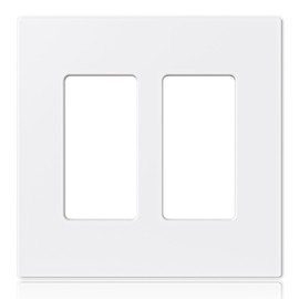 AIDA 2-Gang Decorative Wall Plates, 4.88" H x 4.94" L - Unbreakable Thermoplastic Faceplate Cover for Outlets and Switches, UL Listed - (1 Pack, Matte White)