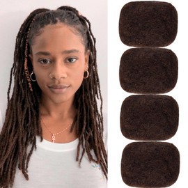 Afro Kinky Bulk 100% Human Hair 8inch 120g/Pack Afro Kinky Curly Bulk Bundles Hair for Making/Repair Locs, Dreadlocks Braiding Hair Extensions（Dark Brown#，8 Inch）