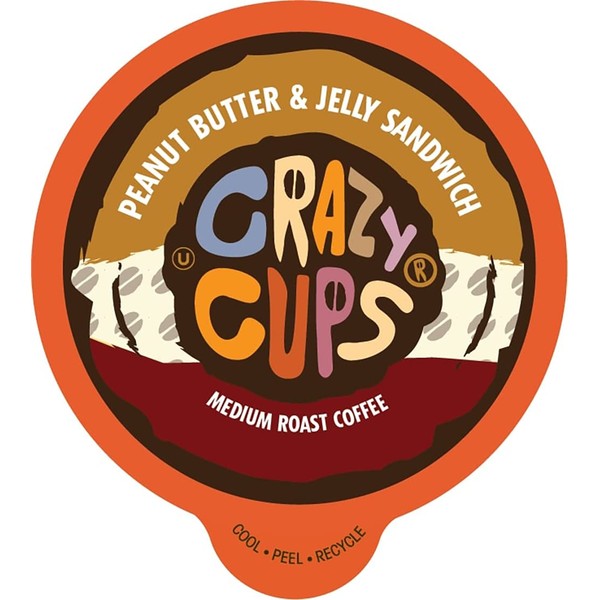 Crazy Cups Flavored Coffee, for the Keurig K Cups 2.0 Brewers, Peanut Butter and Jelly Sandwich, 22 Count