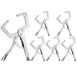 Yexiya 6 Pcs Locking C Clamp Original Lock Regular Tips Plain adjustable Alloy Steel Locking C Clamp for Woodworking Carpentry Welding Electrical Equipment, Silver(11 Inch)