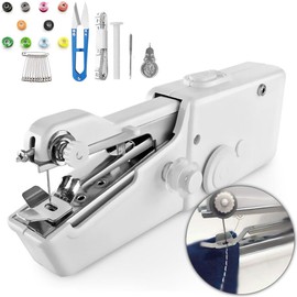 Mini Sewing Machine, 29 Pieces Hand Sewing Machine Portable with Sewing Kit, Portable Electric Quick Stitch Tool for Various Fabrics, Quick Stitch Tool for Clothes, Fabrics DIY, White