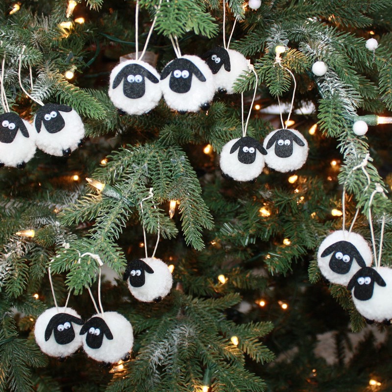 Home Decoration Plush Lamb Pendants Hanging Ornament 12 Pack