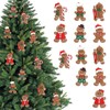12PCS Gingerbread Ornaments, Ginger Man Ornament with Strings, Gingerbread Man