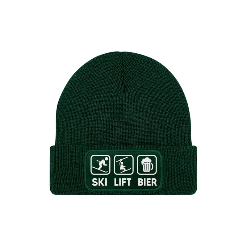 MoonWorks® Men's Beanie with Patch Knitted Hat with Saying Skiing