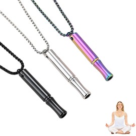 3 Pcs Breathing Necklace, Stress & Anxiety Relief Anxiety Necklace for Meditation & Daily Use (Silver, Black, Colorful)