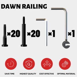 Dawn Railing 20 Pairs Cable Railing Hardware Kit Invisible Stainless Steel Cable Railing System for 1/8" Cable, Upgraded Hidden Swage Tensioner Turnbuckle for Deck Stair Metal Wood Post （Black）