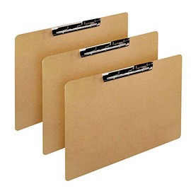 11x17 Inch Ledger Hardboard/Clipboard with 1 Lever Operated Clip, Either Landscape or Portrait Media Format, ECO-Friendly and Great Drafting Drawing Board Brown (3 Pack)