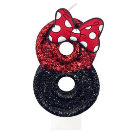 JonesLi 8Th Birthday Candle for Cake，Red with Bowknot Candles,Red Birthday Decorations, Fits Minnie Mouse Birthday Decorations，for Minnie Mouse Party Decorations，Girls Pink Birthday Decorations