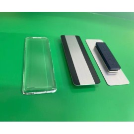 Unbranded 50 pack Blank Metal Name Tags Plate Clear Plastic Lens - Magnet - Black Print