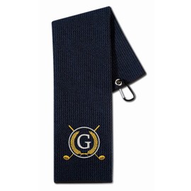 CybGene Golf Towel Gift Monogram Microfiber Golf Towel for Golf Bag, Retirement, Birthday, Christmas, Initial G