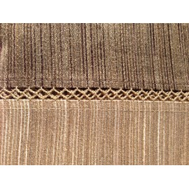 Allen Roth Ellesmere Striped Camel Rod Pocket Window Curtain Panel with Crocheted Eyelet
