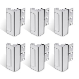 GreaTalent 6PACK Home Security Door Reinforcement Lock Childproof, Add High Security to Home Prevent Unauthorized Entry, Aluminum Construction Finish, Frame Lock, Silver