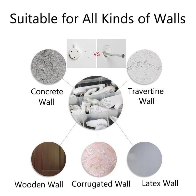 TopHomer 43 Pcs Concrete Wall Hooks Picture Frame Hangers Without