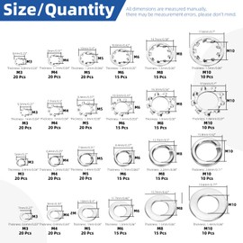 Glarks 400pcs M3 M4 M5 M6 M8 M10 External & Internal Star Washer and Split Lock Washers with Flat Washer Set, 304 Stainless Steel