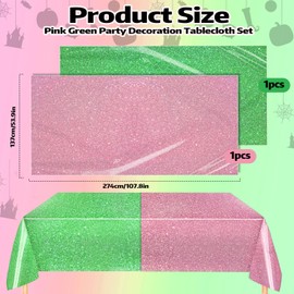 2Pcs Witch Theme Party Tablecloth Pink & Green 54 x 108 Inch Plastic Rectangle Tablecloth Waterproof Glitter Table Cover for Princess Birthday Decoration Cosplay