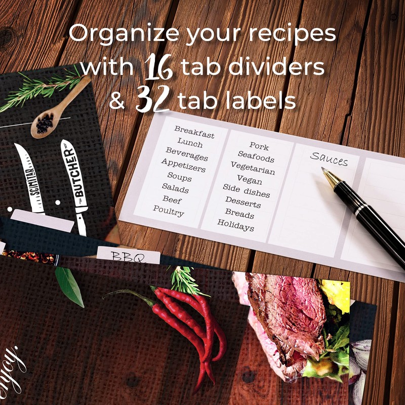 CraftSaints Recipe Binder 8.5x11, 3 Ring DIY Cookbook Kit 12