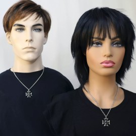 Real Metal Maltese Cross Surfers' Cross Black on Pewter Cosplay Pendant Necklace NK-5