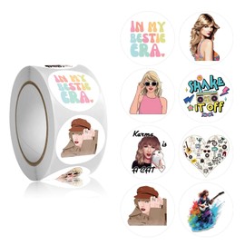 500Pcs Music Singer Stickers Roll - 8 Style In My Era Tour Albums Stickers - Easy Stick & Removeable for Fans Lover Scarpbook Window Tumblers Water Bottles Teens