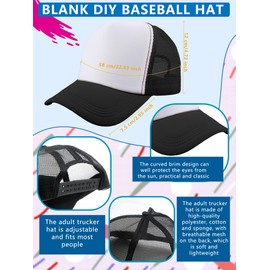 6 Pcs Adult Mesh Trucker Cap Adjustable Baseball Hat Blank Sublimation Trucker Hat for Summer Outdoor Sport (UK, Alpha, One Size, Color Style 1)