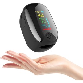 Finger Pulse Oximeter, IGGDOQI Blood Oxygen Monitor Pulse Rate Monitor with Color Screen LCD, SpO2 Reading Meter & Pulse Rate Monitor for Adult and Child (Black)