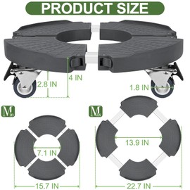 ToLanbbt Plant Caddy Stand with 360° Wheels Adjustable 15-22 Inch Rolling Plant Stand Heavy Duty Large Plant Cart Dolly with Casters 440lbs Capacity for Large Planter, Garden Pot, Flower Pot, Gray, 1P