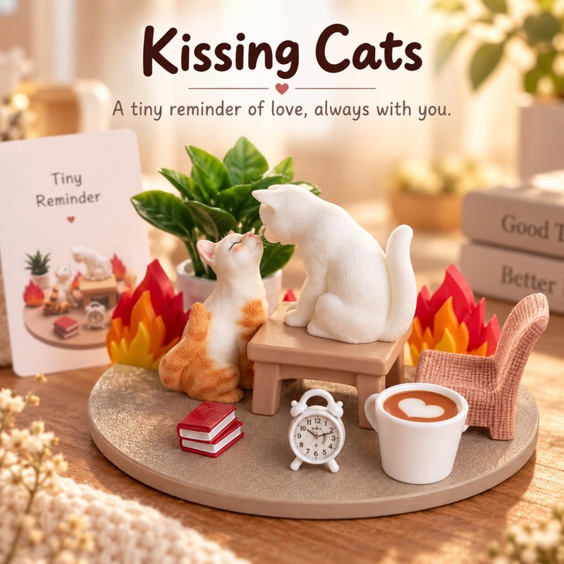 Sleepy Cat Desk Decor, Mini Cat Figurine, Encouragement Gift for