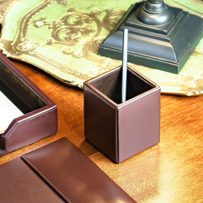 Dacasso Bonded Leather Pencil Cup - Luxury Cup Storage for