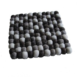 Maharanis Fairtrade Felt Coaster Pot Coaster Pebble Natural Light 22 cm Square Handmade Pure Wool Heat Resistant
