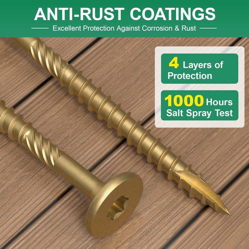 FMhotu 8 Inch Heavy-Duty Outdoor Deck Screws, 50Pcs Star Drive