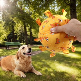 Dog Squeaky Plush Toy,Soft Stuffed Toys,Interactive Dogs Ball with Tabs,Pet Fetch Ball Chew Training Toys,Cleaning Teeth Dog Toys,Pet Toys to Keep Them Busy for Small Medium Large Dogs (Blue)