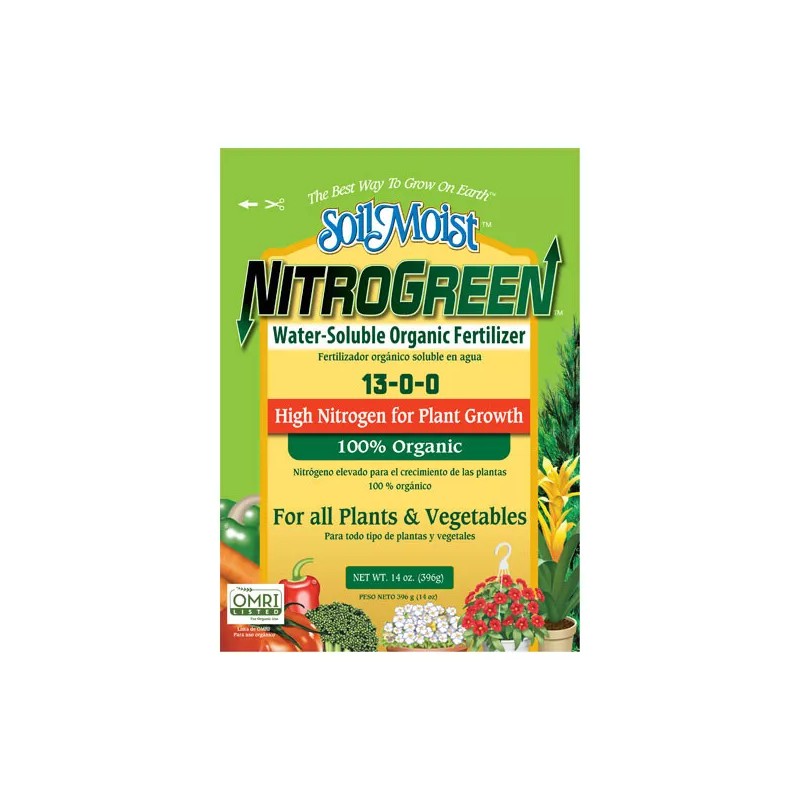 SoilMoist NitroGreen Organic Plant Fertilizer 14oz High Nitrogen Water Soluble