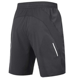 Souke Sports - Pantalones cortos de entrenamiento 2 en 1 para hombre de 7 pulgadas, secado rápido, para gimnasio, atletismo, con bolsillos con cierre, Negro -, Medium